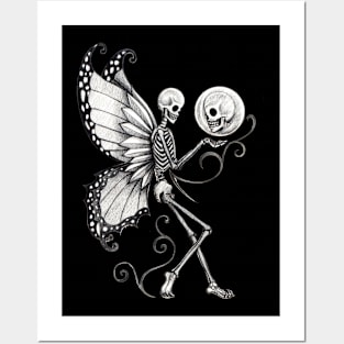 Fairy skeletons surrealist tattoo. Posters and Art